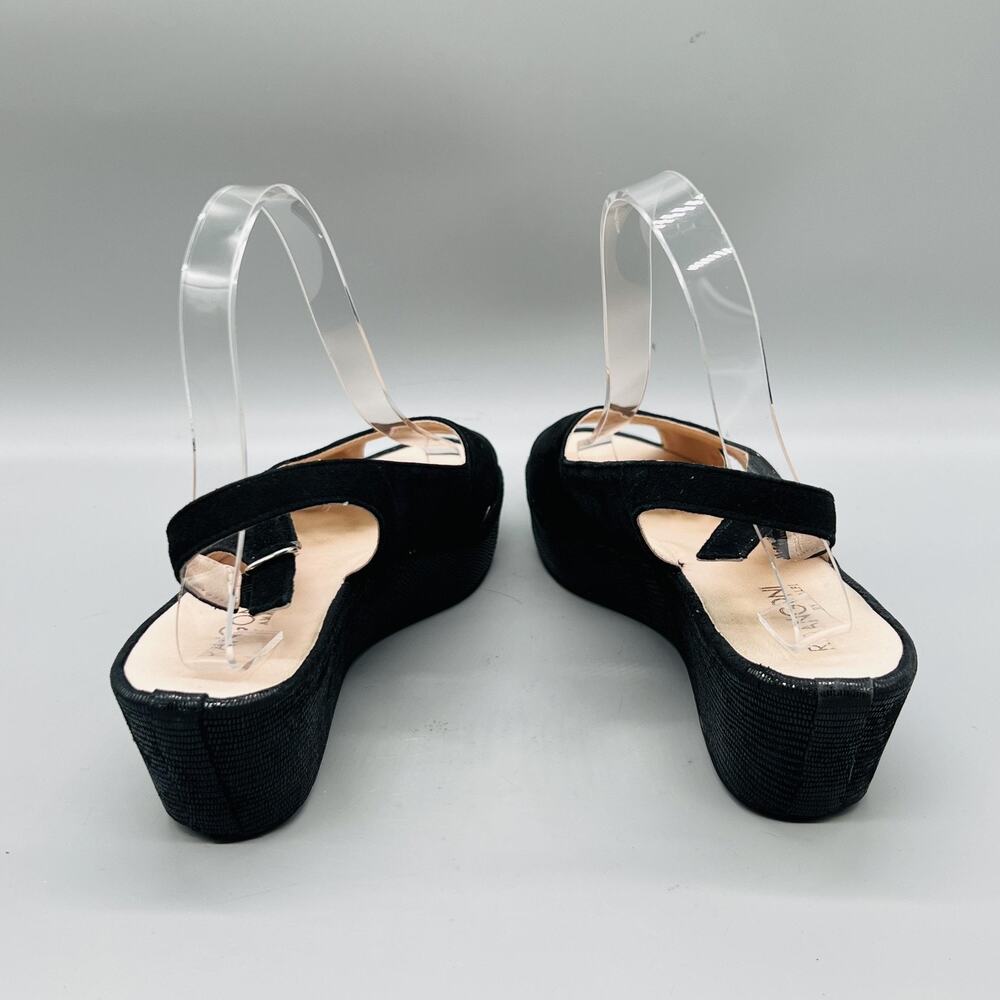 Rangoni By Amalfi Sandals Womens 8 Black Suede Slingback Platform‎ Wedge Shoes - Picture 6 of 11